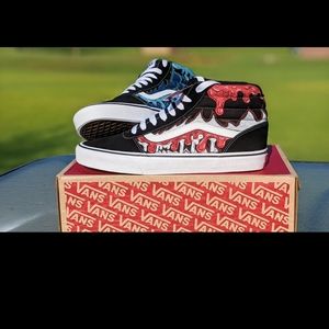 Brand new Custom Sk8 Hi Fire Drip Vans